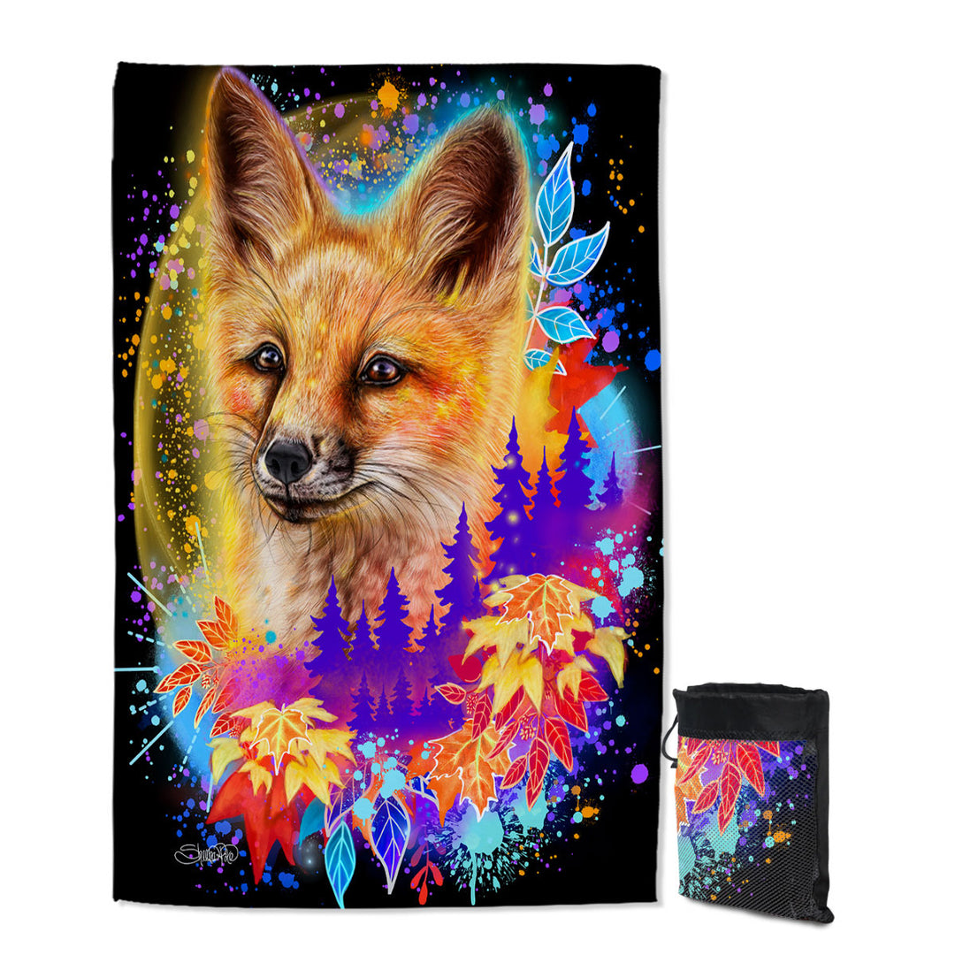 Forest Animals Art Red Fox Quick Dry Beach Towel for Travel