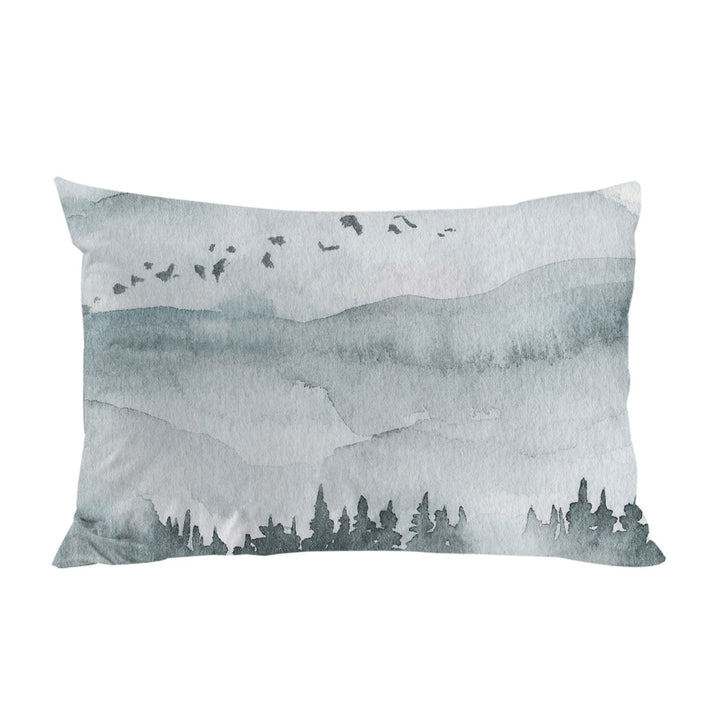 Forested Mountain Fog Art Pillow Case Covers