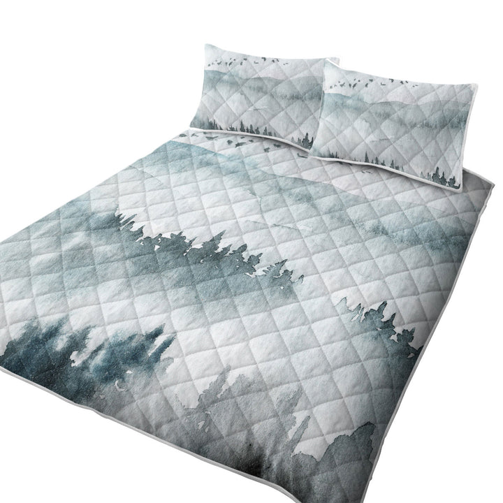 Forested Mountain Fog Art Quilt