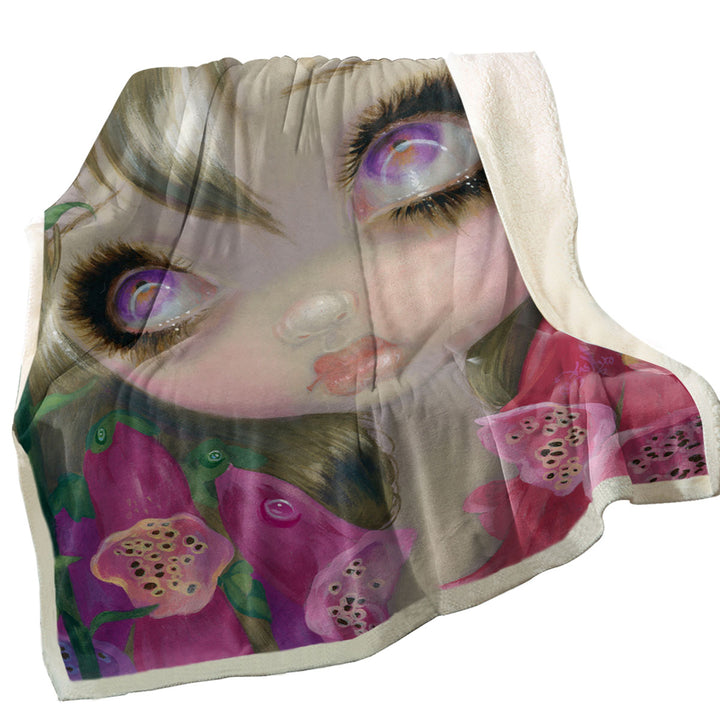 Foxgloves Sherpa Blanket Poisonous Beauties Foxgloves Girl with Flowers