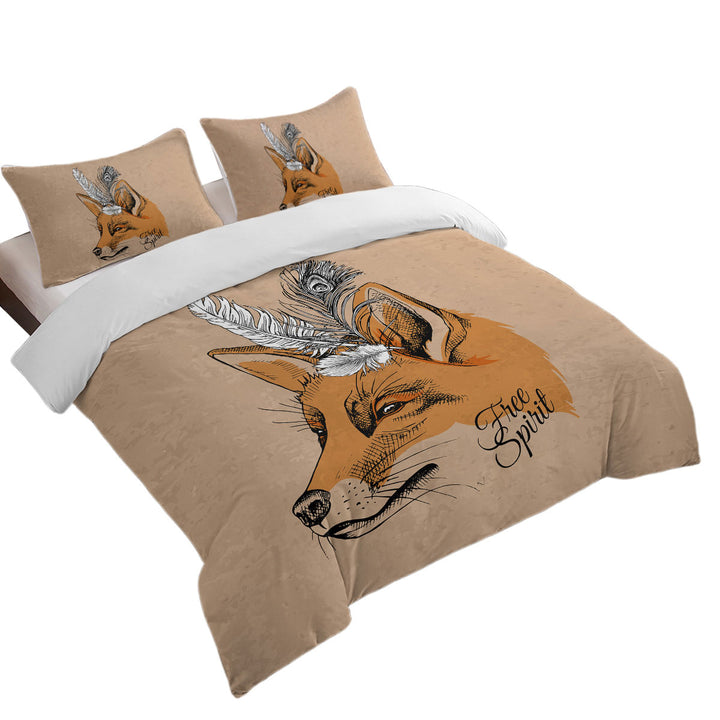 Free Spirit Feathers Fox Duvet Cover
