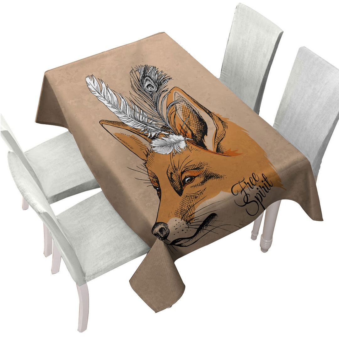 Free Spirit Feathers Fox Tablecloth