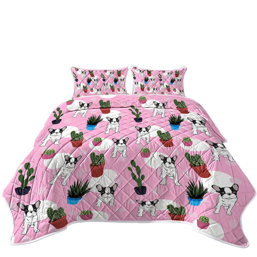 French Bulldog and Cactus Pattern Quilts