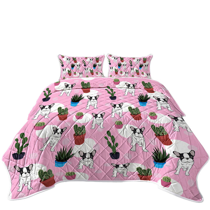 French Bulldog and Cactus Pattern Quilts