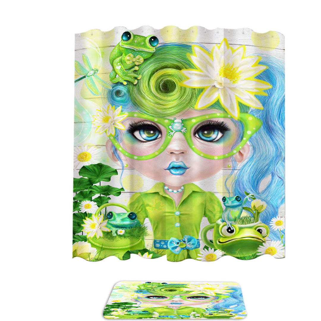 Frog Loving Felecia Munchkinz Gril Shower Curtains that Art Now Trendy