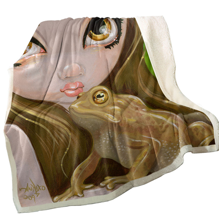 Frog Sherpa Blanket Faces of Faery _28 Swamp Girl and Frog