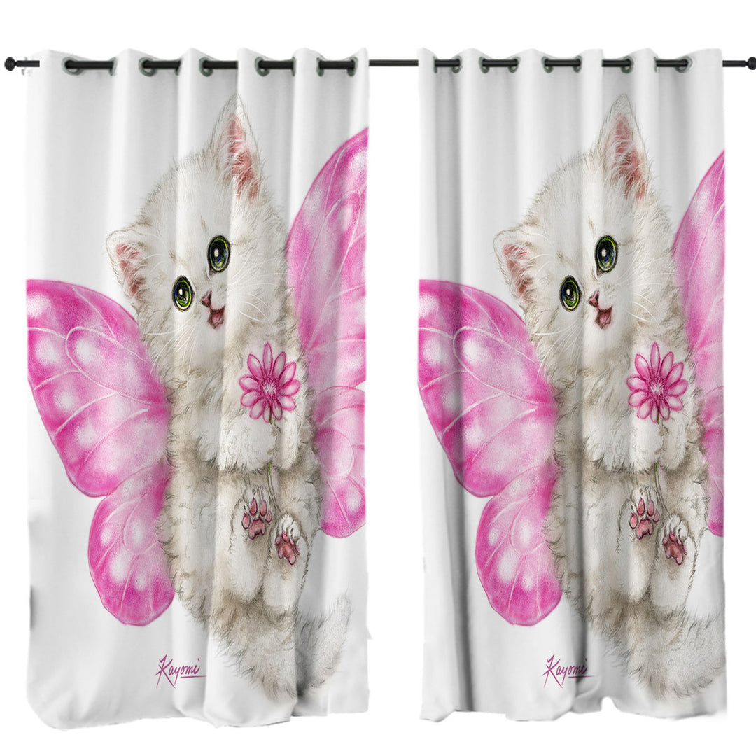 Fun Cats Cute Pink Fairy Kitten Drapery