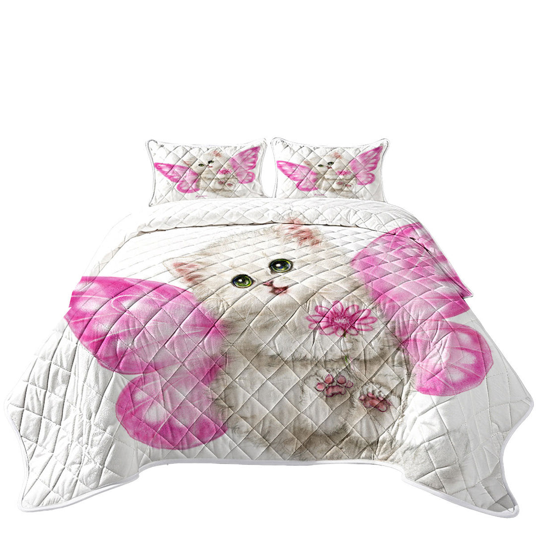 Fun Cats Cute Pink Fairy Kitten Quilts