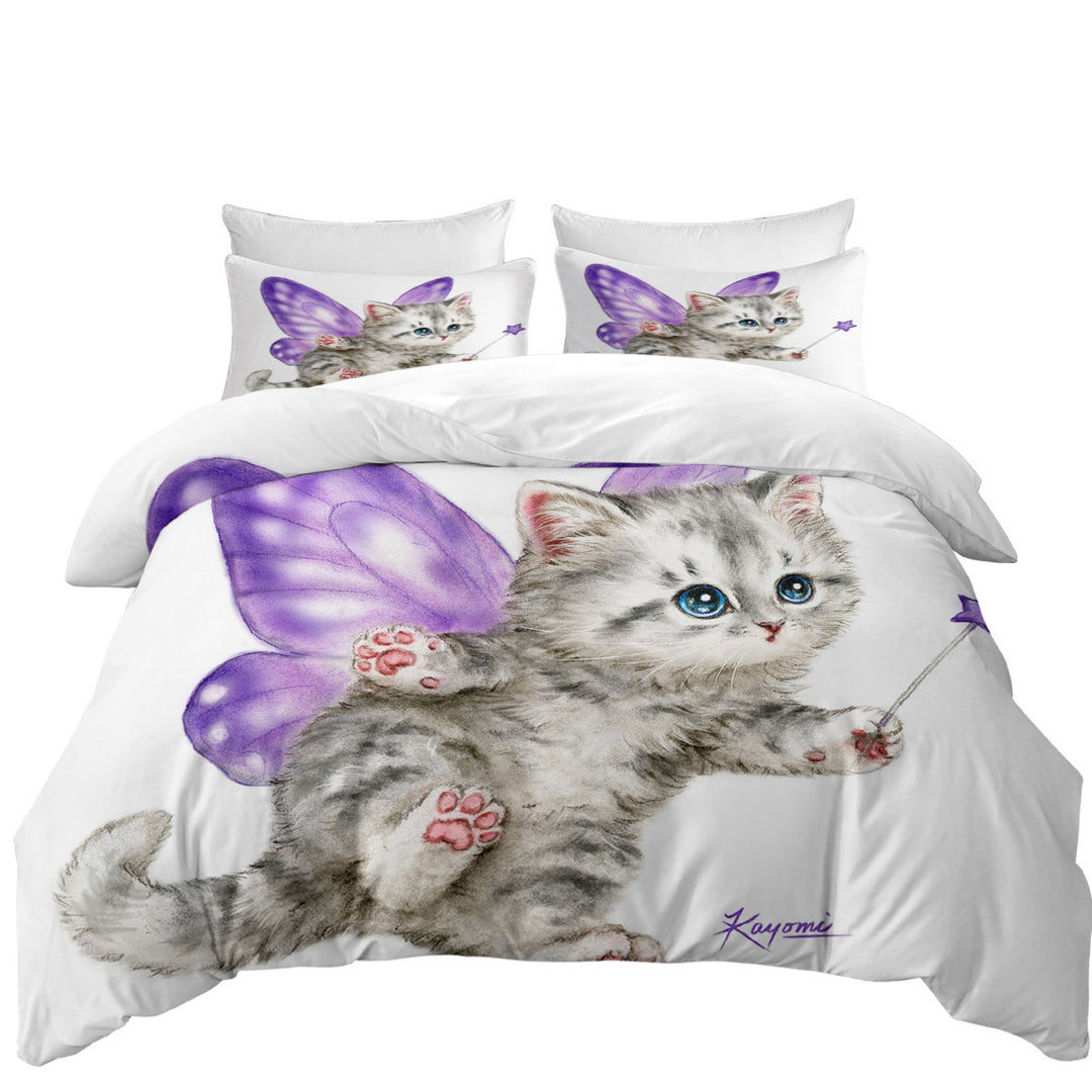 Fun Cats Cute Purple Fairy Kitten Duvet Covers