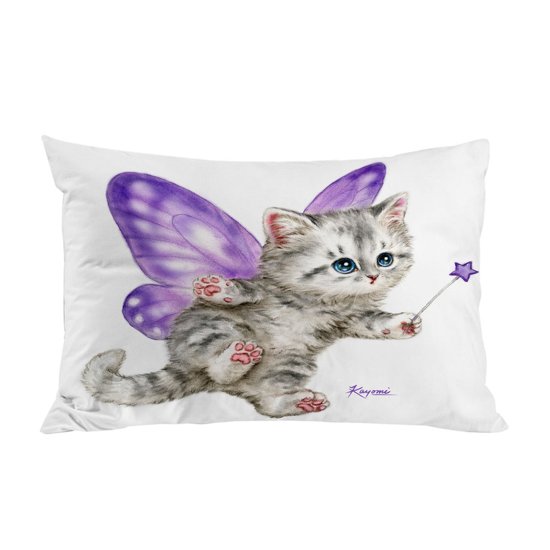 Fun Cats Cute Purple Fairy Kitten Pillowcases