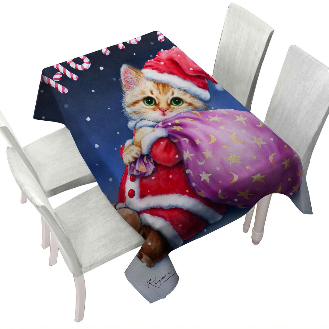 Fun Cute Cat Designs Christmas Santa Kitten Custom table Covers