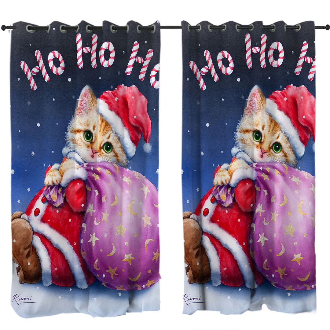 Fun Cute Cat Designs Christmas Santa Kitten Drapes