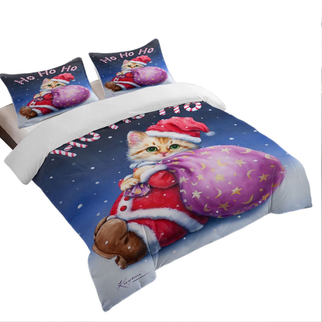Fun Cute Cat Designs Christmas Santa Kitten Duvet Covers King
