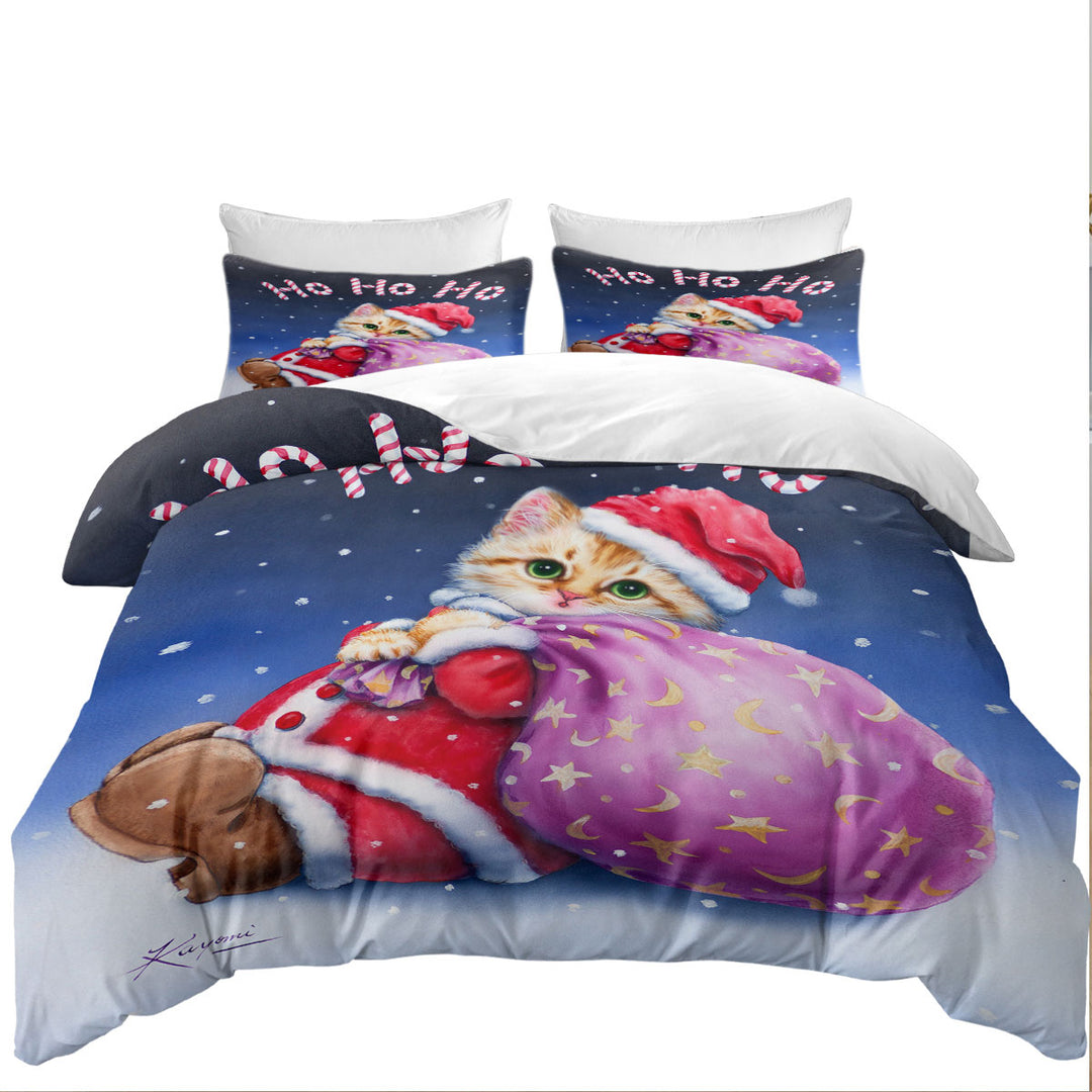 Fun Cute Cat Designs Christmas Santa Kitten Good Duvet Covers