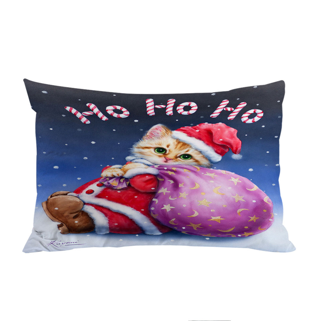 Fun Cute Cat Designs Christmas Santa Kitten Pillow Case Covers