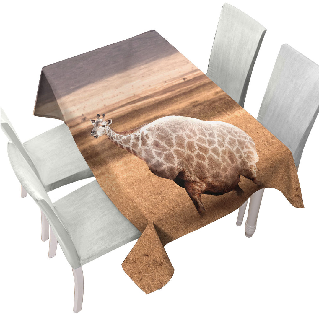 Funny Animals Art Fat Giraffe Tablecloths