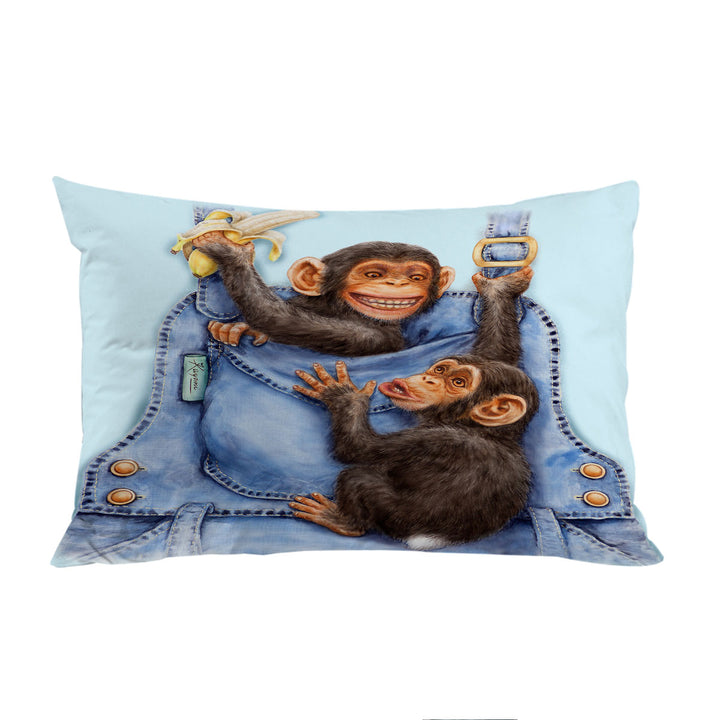 Funny Animals Painting Chimpanzees Overall Pillowcase