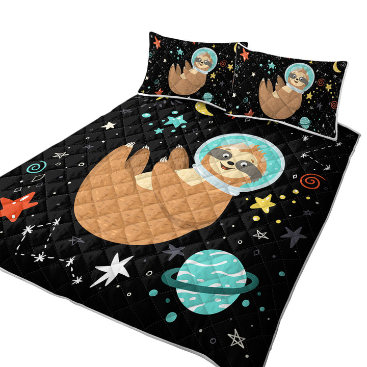 Funny Astronaut Sloth California King Quilt Sets