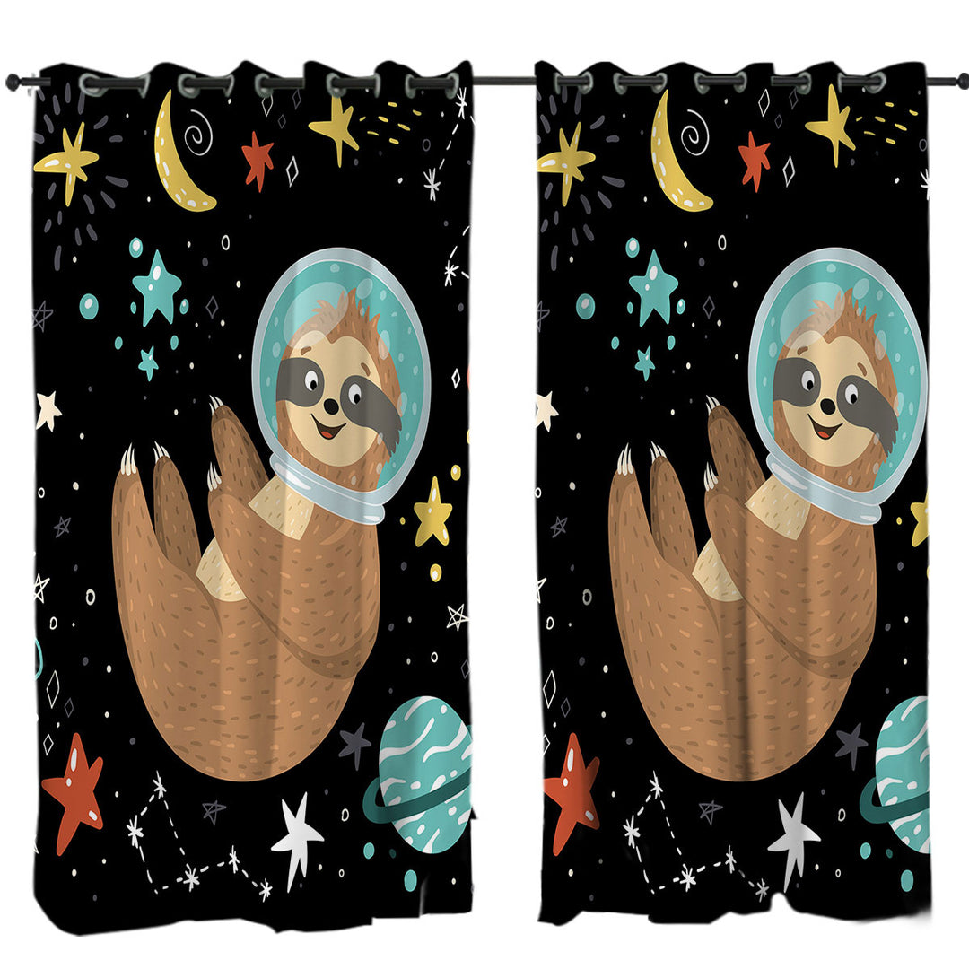 Funny Astronaut Sloth Drapes and Curtains