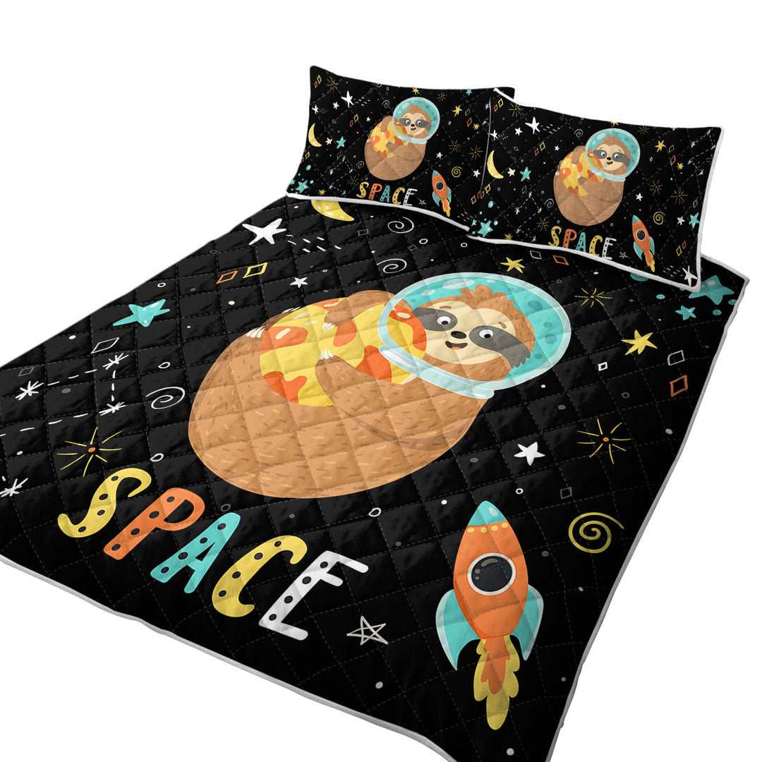Funny Astronaut Sloth in Space Coverlet