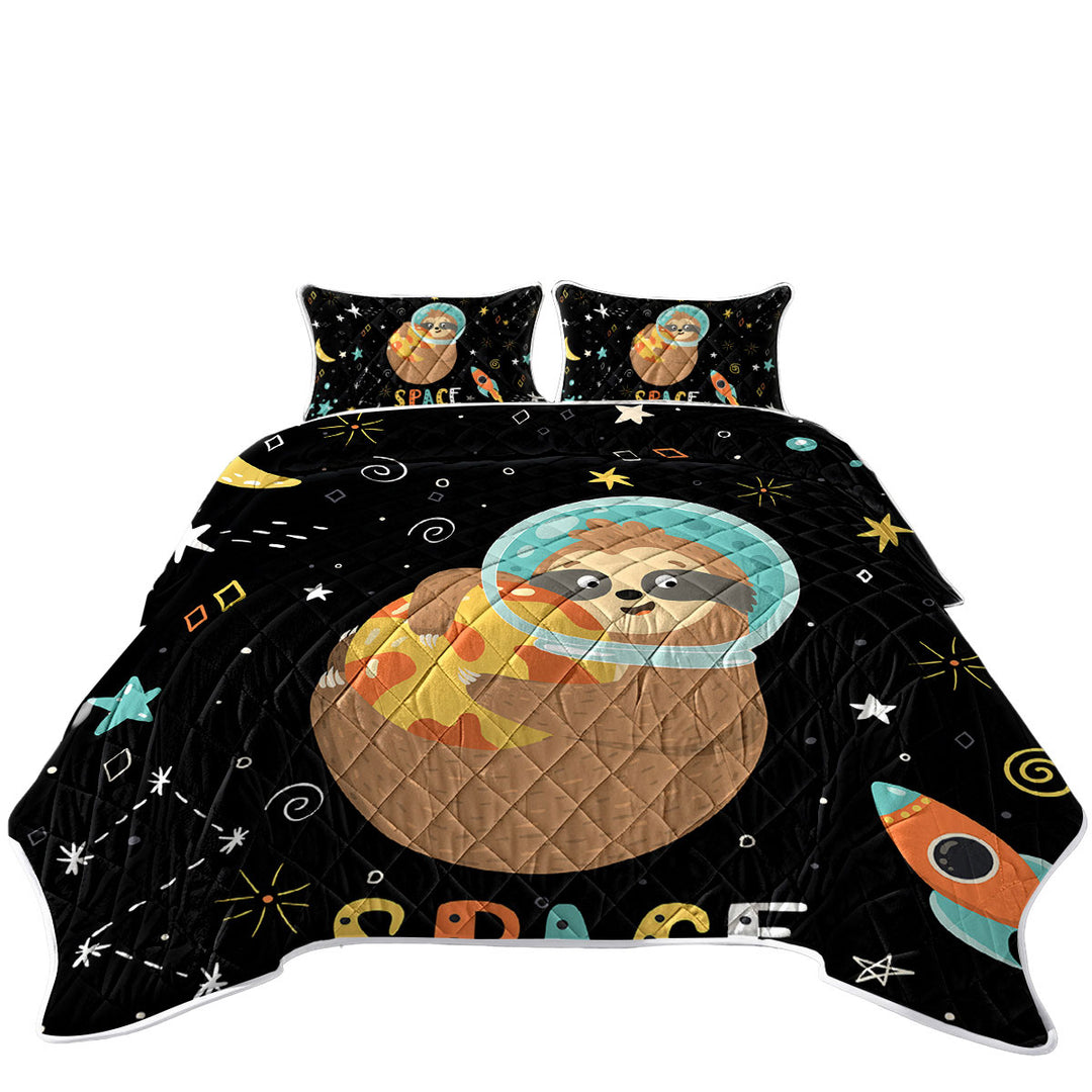 Funny Astronaut Sloth in Space Coverlets