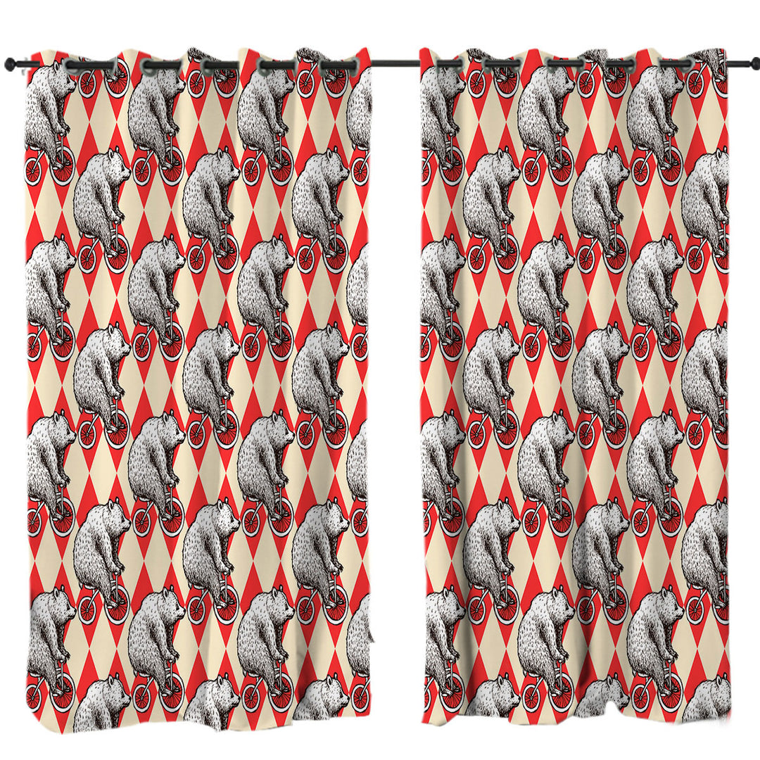 Funny Bear Riding a Bicycle Curtains