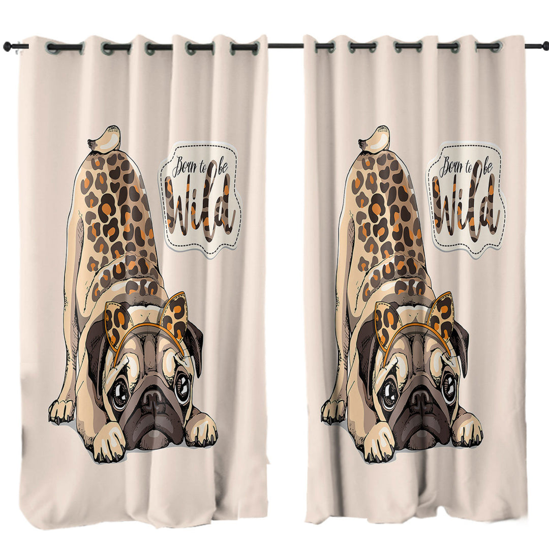 Funny Born to be Wild Pug Curtains