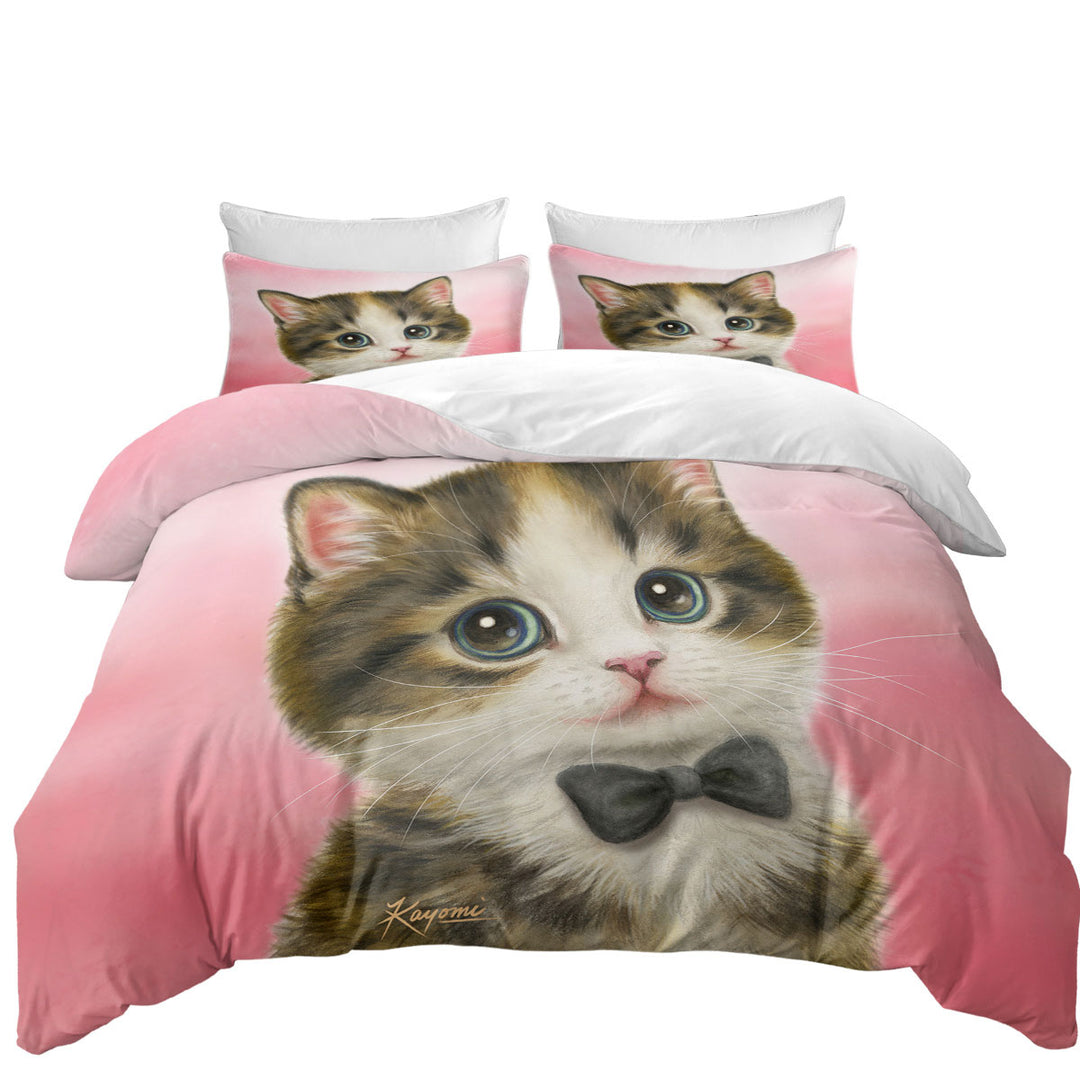 Funny Cat Art Adorable Gentleman Kitten Duvet Covers