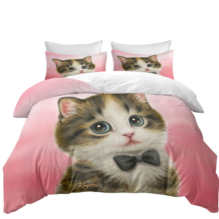 Funny Cat Art Adorable Gentleman Kitten Duvet Covers