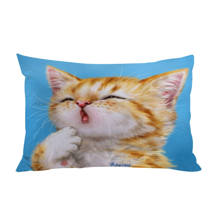Funny Cat Art Paintings Yawning Ginger Kitten Pillowcase