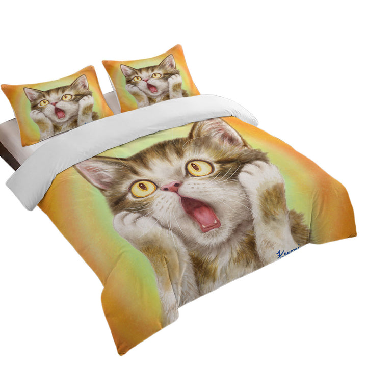 Funny Cat Designs Freaked Out Kitten Duvet Covers