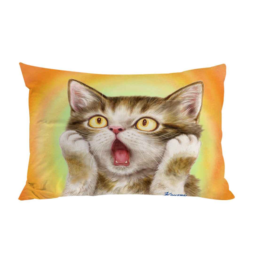 Funny Cat Designs Freaked Out Kitten Pillow Case Covers