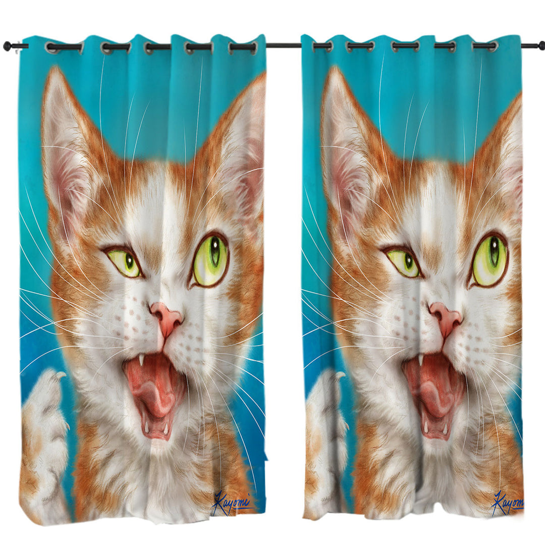Funny Cat Drawings Cool Looking Kitty Custom Drapes