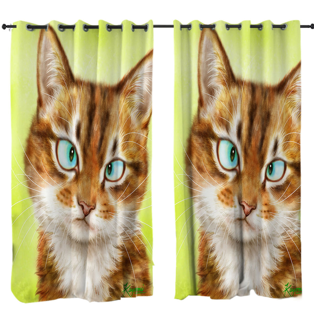 Funny Cat Drawings Upset Gingal Kitty Made to Measure Curtains