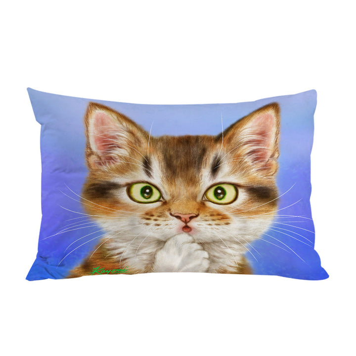 Funny Cat Faces Drawings Surprised Kitten Pillowcase