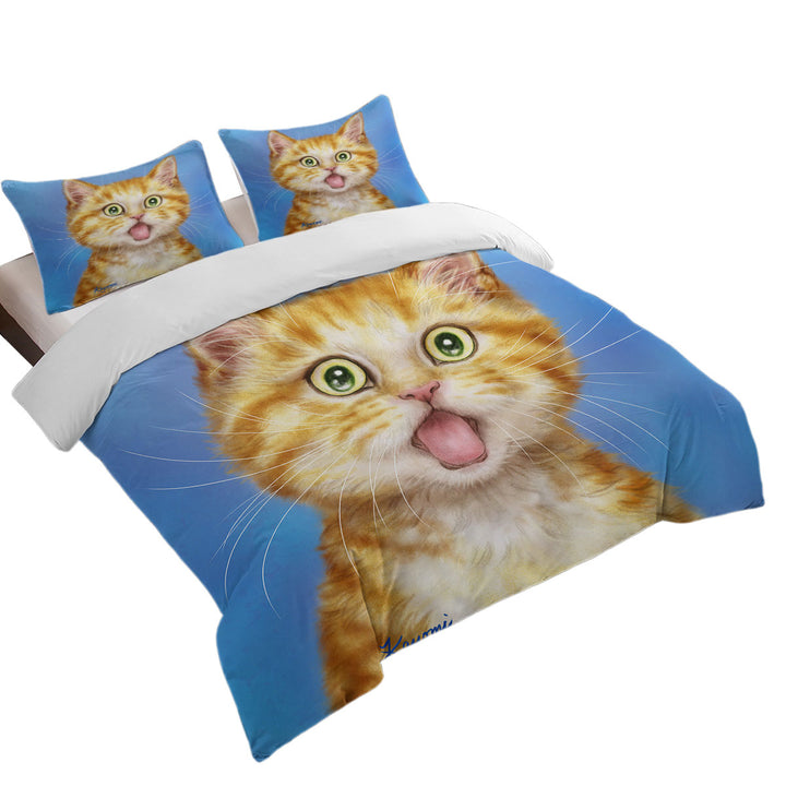Funny Cat Ginger Kitten is in Shock Duvet Covers