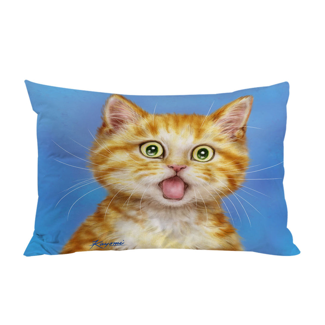 Funny Cat Ginger Kitten is in Shock Pillowcase