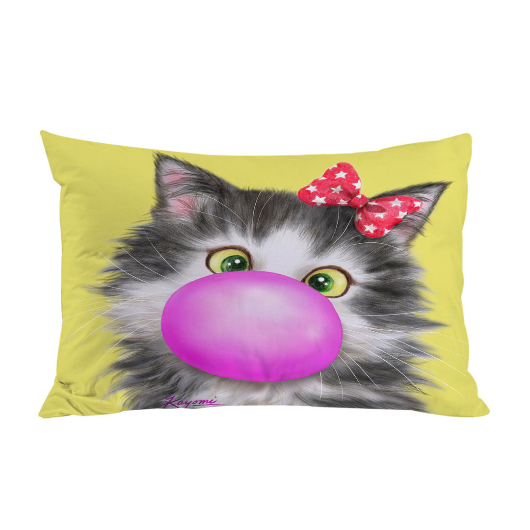 Funny Cat Prints Bubble Gum Girl Kitten Pillow Cases