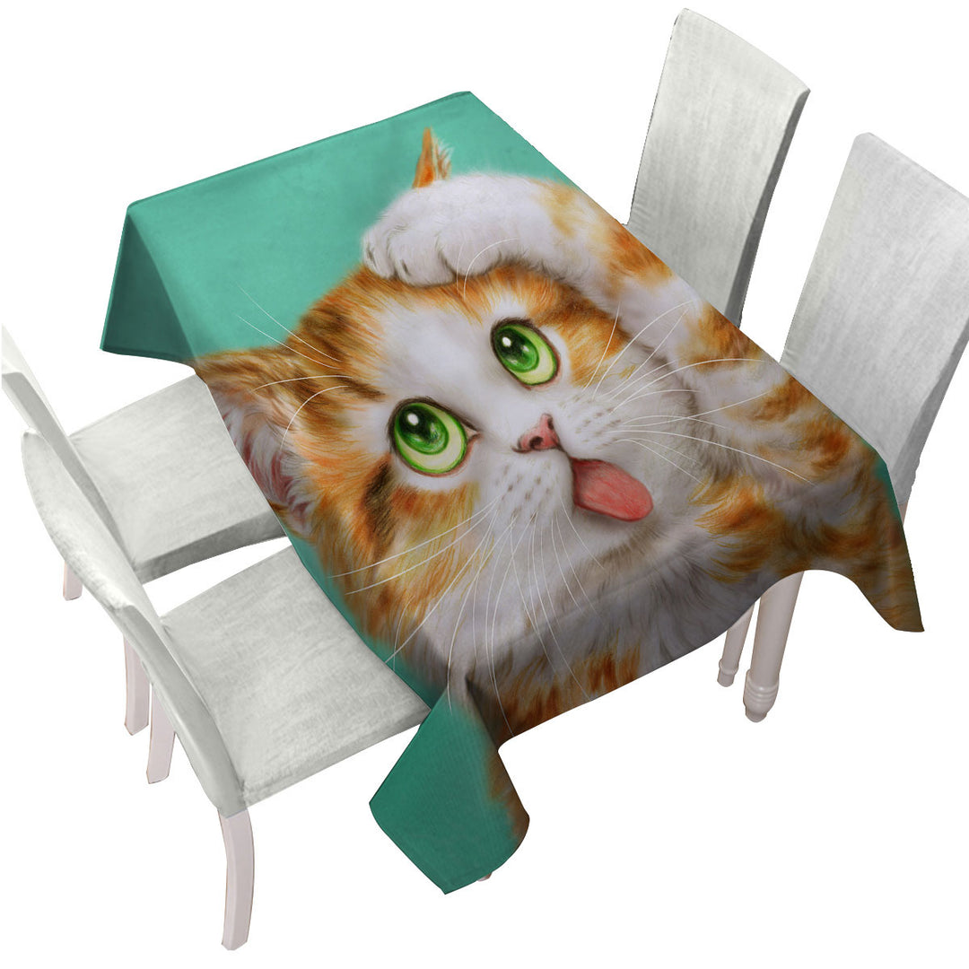 Funny Cat Prints Goofy Face Cute Ginger Kitten Custom tablecloths
