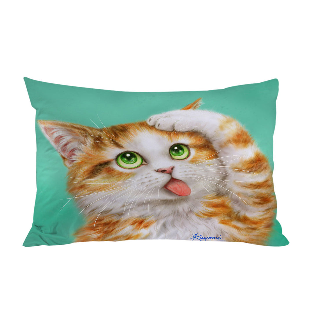 Funny Cat Prints Goofy Face Cute Ginger Kitten Pillowcase