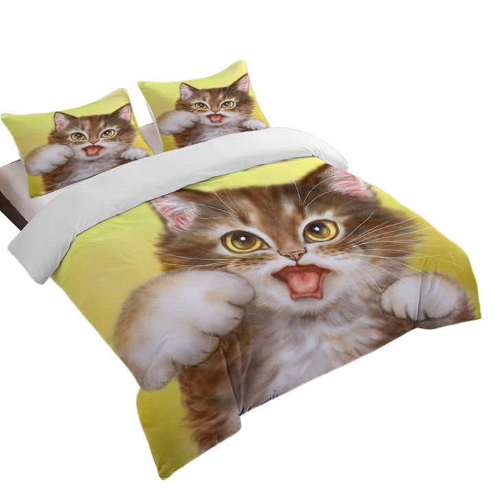 Funny Cats Aggressive Cute Little Kitty King Duvet Cover set