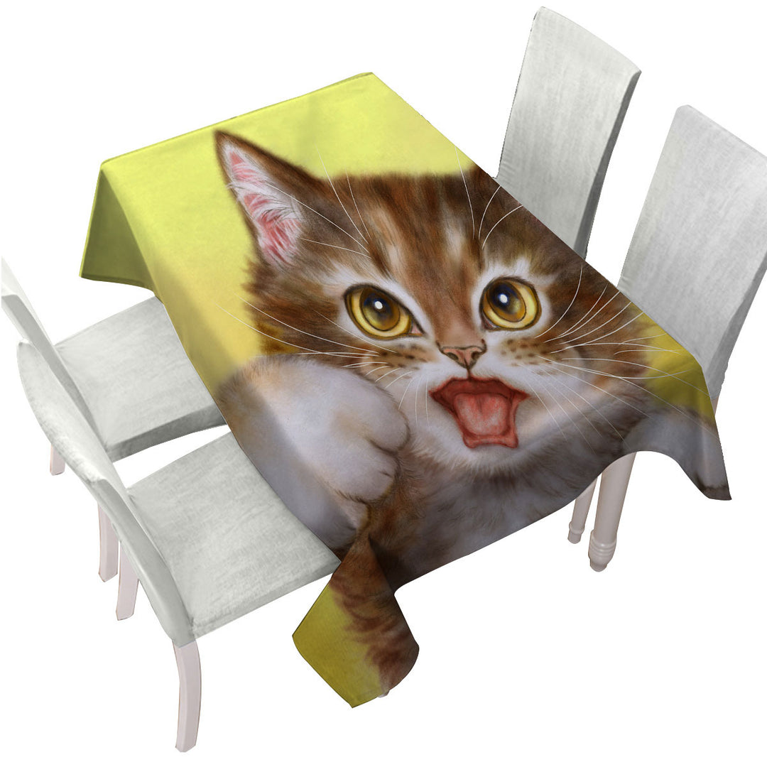 Funny Cats Aggressive Cute Little Kitty Table Cover