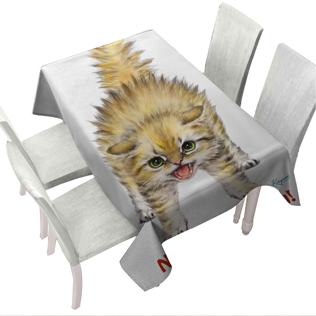 Funny Cats Aggressive Kitten Tablecloth