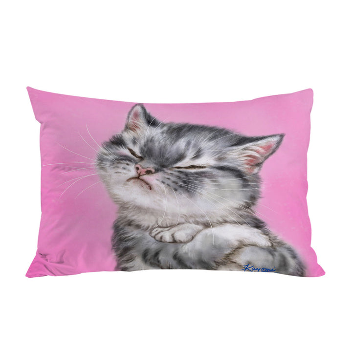 Funny Cats Angry Grey Tabby Kitty Cat Pillowcase
