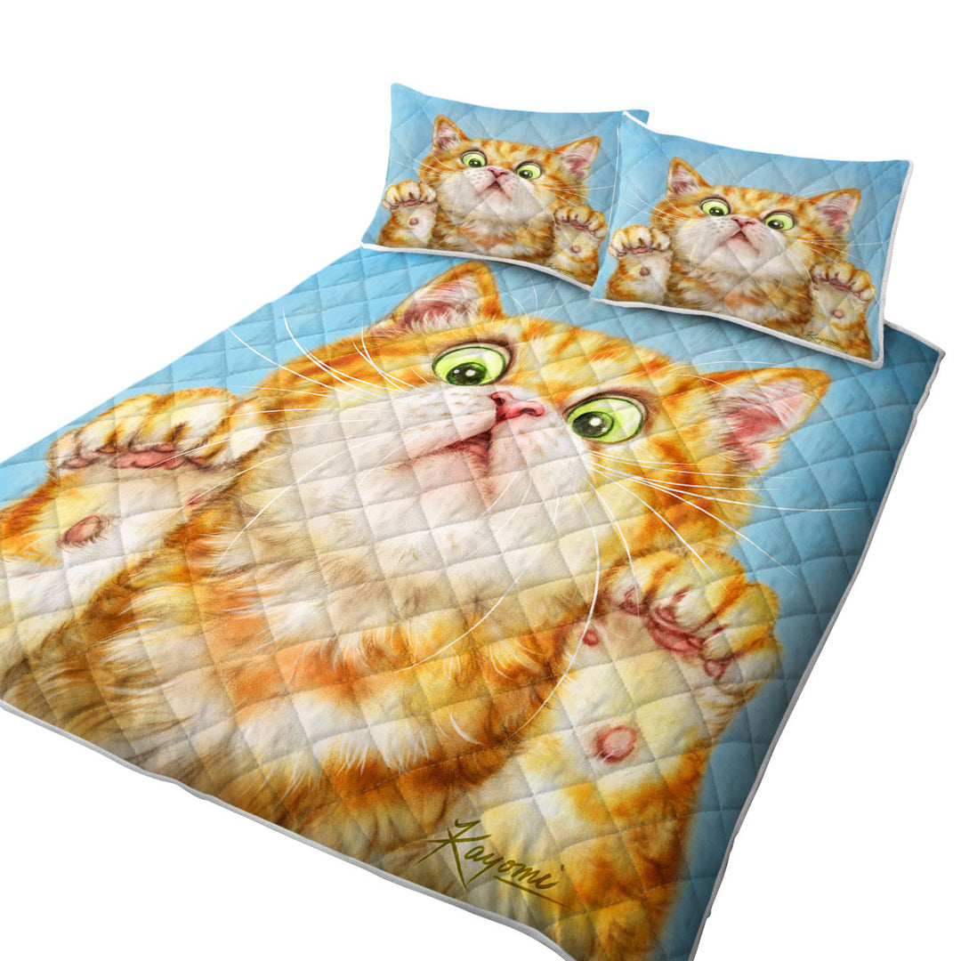 Funny Cats Art Curious Ginger Kitten Coverlet
