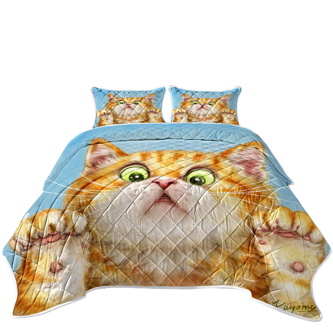 Funny Cats Art Curious Ginger Kitten Coverlets
