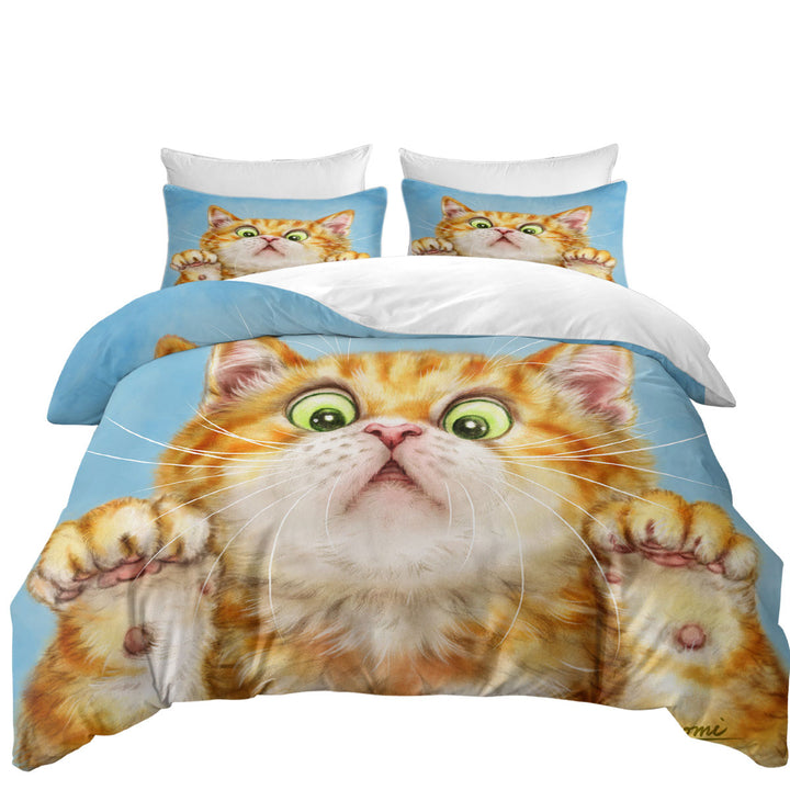 Funny Cats Art Curious Ginger Kitten Duvet Cover