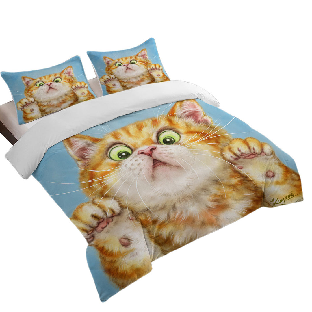 Funny Cats Art Curious Ginger Kitten Duvet Covers