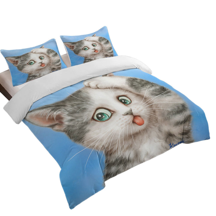 Funny Cats Art Frustrated Grey Kitty Good Duvet Covers
