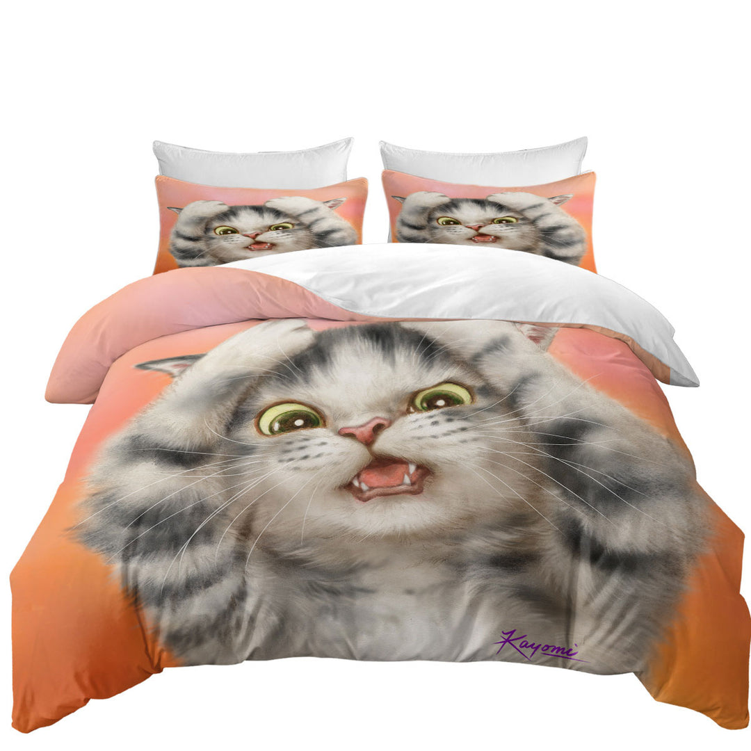 Funny Cats Cute Kitten Surprised Twin xl Duvet Covers